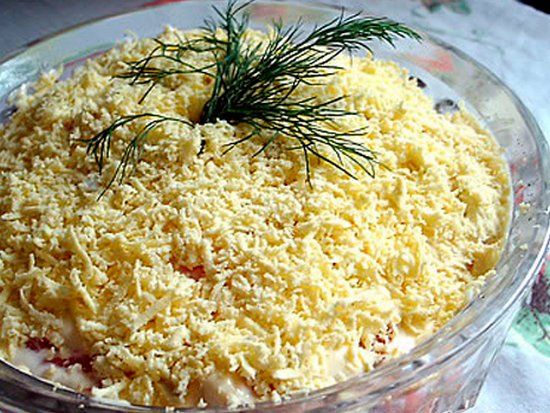 Рецепт салата с плавленым сыром