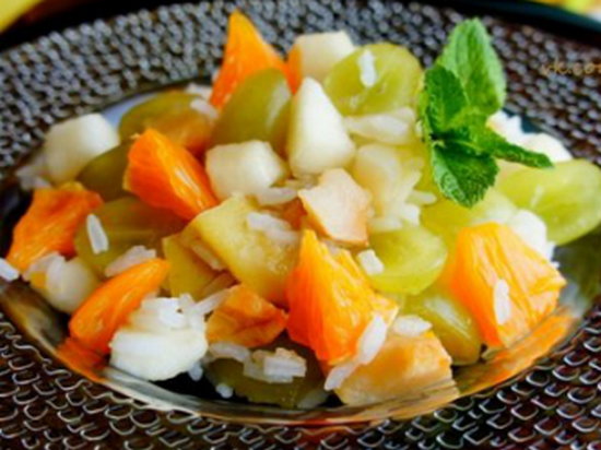 Фруктовый салат с рисом (рецепт)