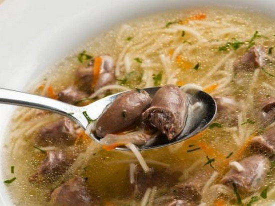 Суп с вермишелью и желудками (рецепт)