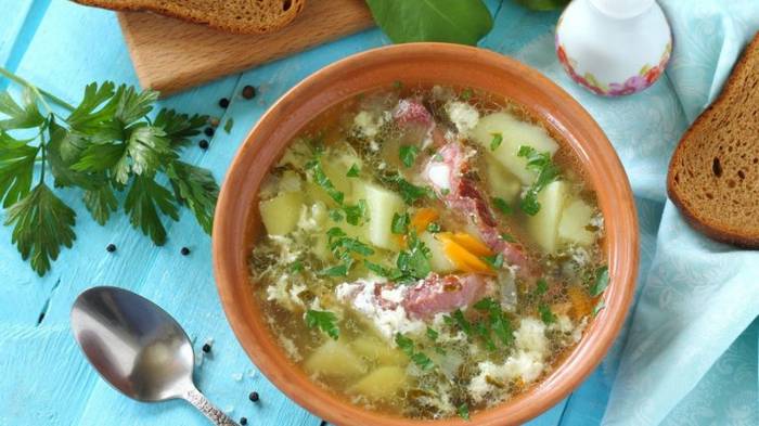 Как сварить вкусный суп с телятиной, щавелем и ревенем