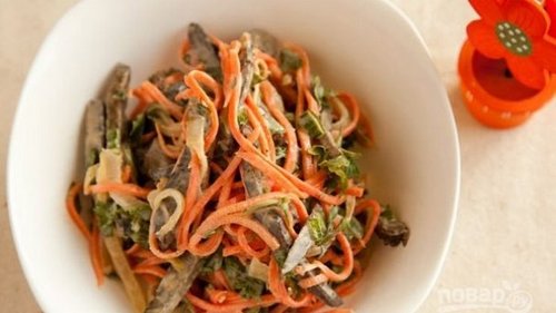 Рецепт салата с печенью и морковью
