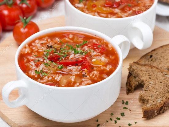 Рисовый суп с томатом (рецепт)