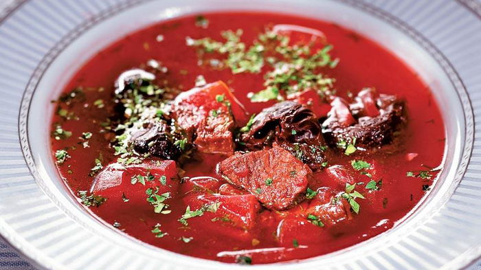 Рецепт постного борща с черносливом и квашеными томатами