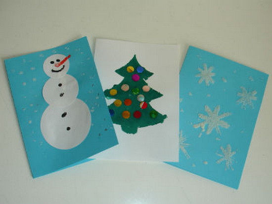 Детские новогодние открытки своими руками. Творчество с малышами МК