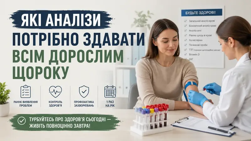 Які аналізи потрібно здавати всім дорослим щороку