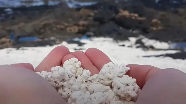 Песок из «попкорна»: на Канарских островах есть необычный пляж, который поражает туристов