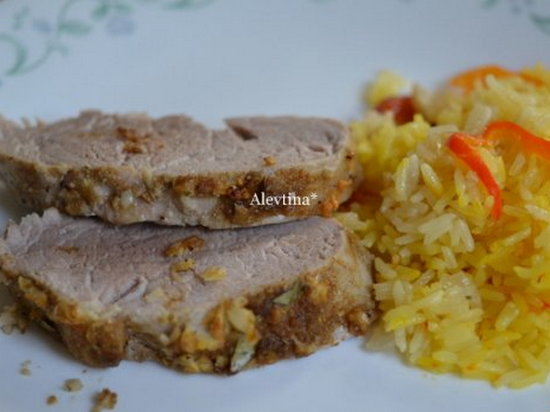Свиная вырезка по-кубински с рисом шафрановым (рецепт)