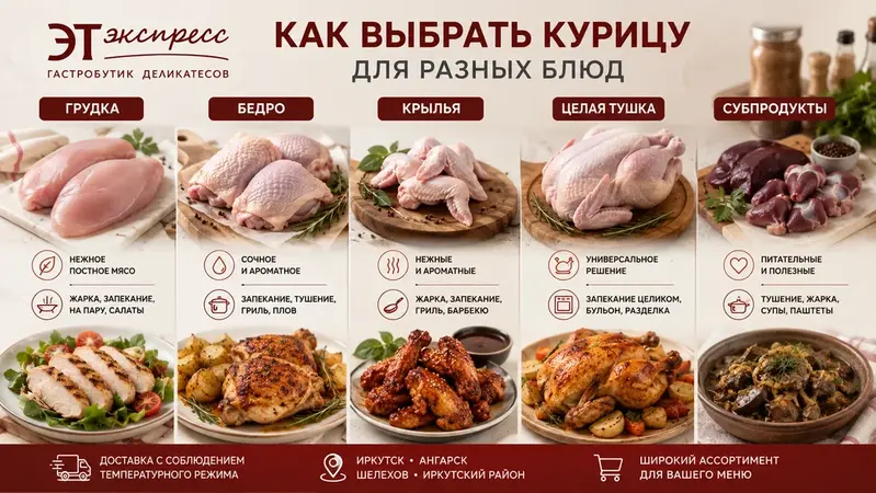 Как выбрать курицу для разных блюд: грудка, бедро, крылья или целая тушка