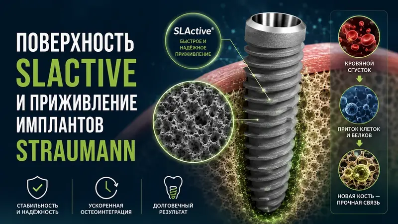 Поверхность SLActive и приживление имплантов Straumann