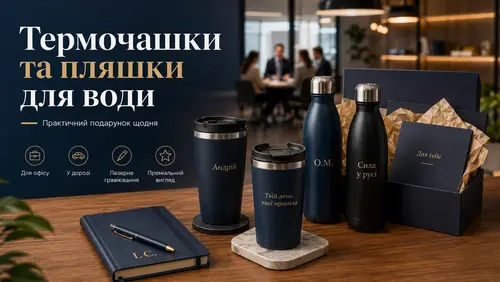 Корпоративні подарунки: термочашки та пляшки для води