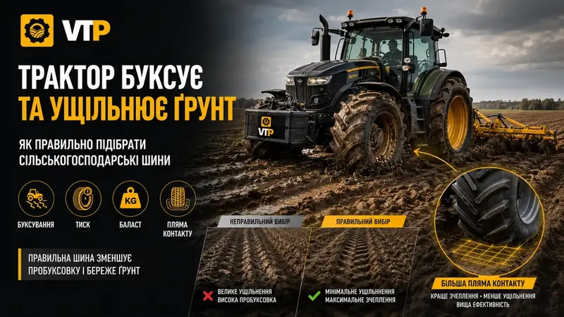 Трактор буксує та ущільнює ґрунт: як правильно підібрати сільськогосподарські шини