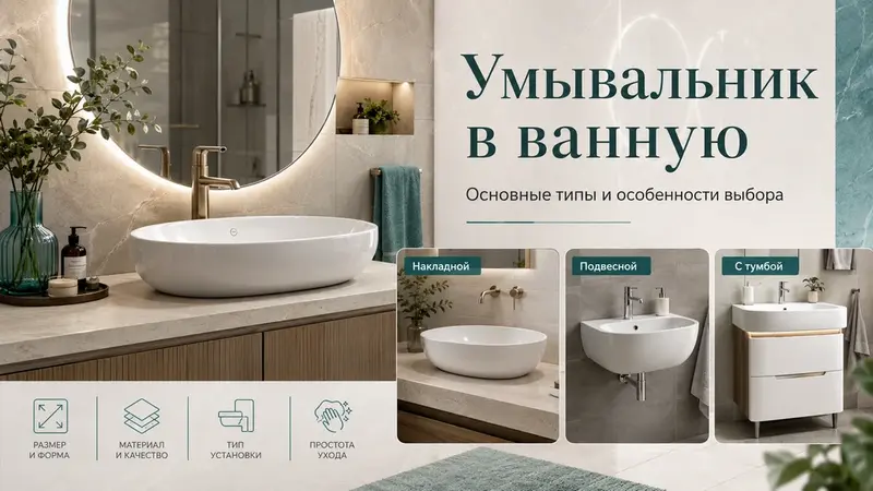 Умывальник в ванную: основные типы и особенности выбора