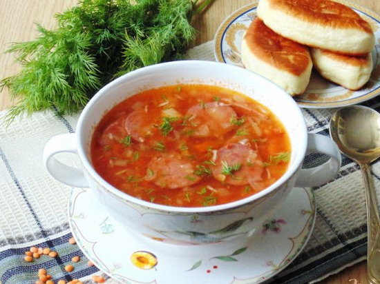 Суп с красной чечевицей и томатом (рецепт)
