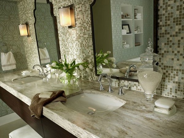 Каменные столешницы для ванной комнаты от компании «Мир кварца»